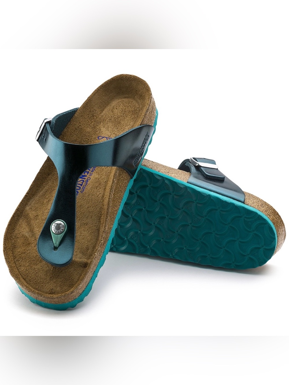 Birkenstock Gizeh Metallic Teal Turquoise Thong Sandal